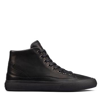 Black Clarks Aceley Zip Hi Leather Women's Sneakers | SG_QF140