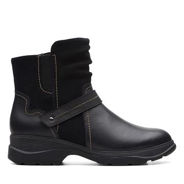 Black Clarks Aveleigh Leather Women's Boots | SG_QF164