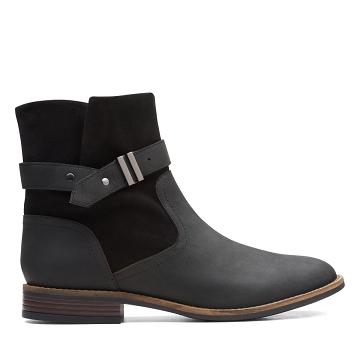 Black Clarks Camzin Strap Women's Boots | SG_FA182