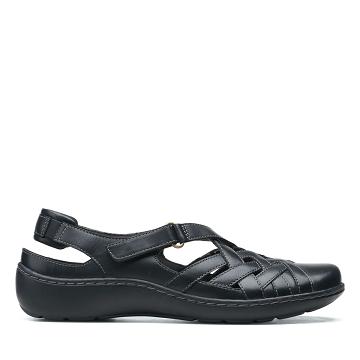 Black Clarks Cora Dream Leather Women's Sandals | SG_KB203