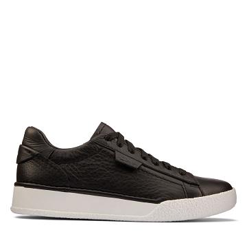 Black Clarks Craft Cup Lace Leather Women's Sneakers | SG_JX208