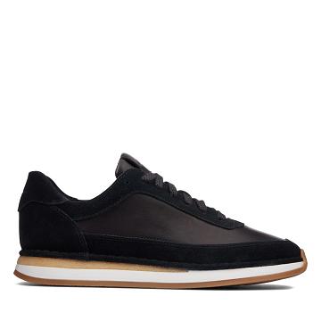 Black Clarks Craft Run Lace Combi Sde Women's Sneakers | SG_NE210