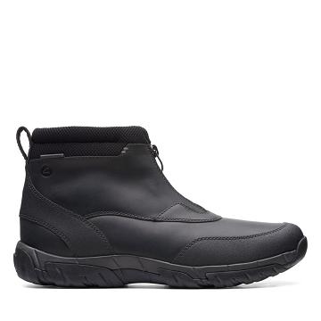 Black Clarks Grove Zip II Leather Men's Boots | SG_QF68