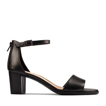 Black Clarks Kaylin 60 2 Part Leather Women's Sandals | SG_EQ253