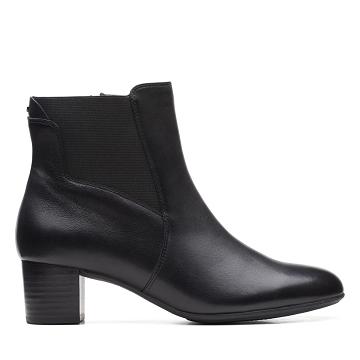 Black Clarks Linnae Hi Leather Women's Boots | SG_JX268