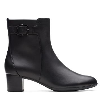 Black Clarks Linnae Up Leather Women's Boots | SG_BD269