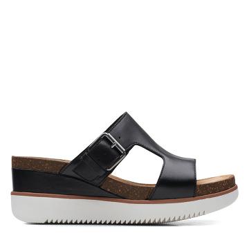 Black Clarks Lizby Ease Leather Women's Sandals | SG_AH274