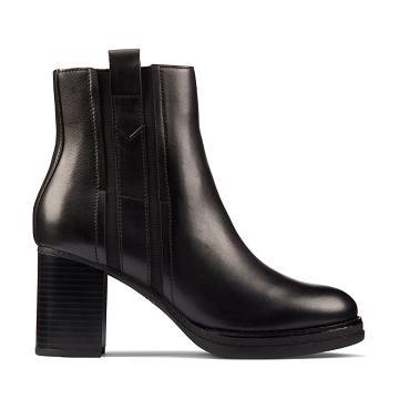 Black Clarks Mable Easy Leather Women's Boots | SG_FA278