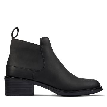 Black Clarks Memi Zip Leather Women's Boots | SG_EQ289