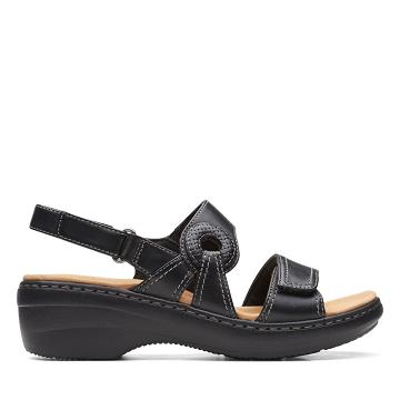 Black Clarks Merliah Opal Leather Women's Sandals | SG_MR295