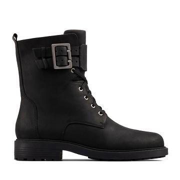 Black Clarks Orinoco 2 Lace Leather Women's Boots | SG_MR319