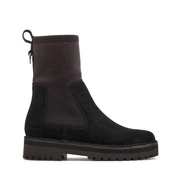 Black Clarks Rock Knit Sde Women's Boots | SG_QF332