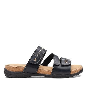 Black Clarks Roseville Bay Leather Women's Sandals | SG_QF344