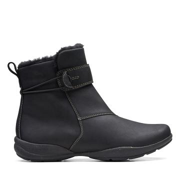 Black Clarks Roseville Leather Women's Boots | SG_FA338