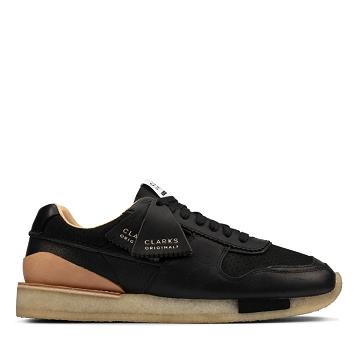 Black Clarks Tor Run Leather Women's Sneakers | SG_HZ363