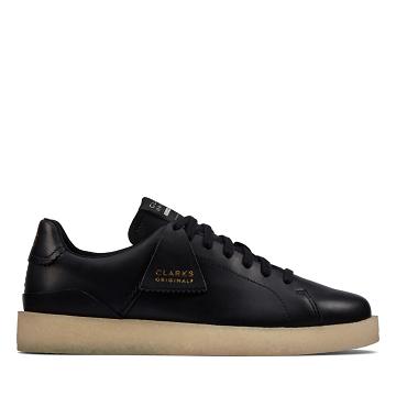 Black Clarks Tormatch Leather Men's Sneakers | SG_KB107