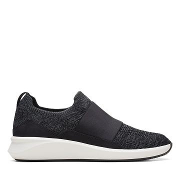 Black Clarks Un Rio Knit knit Women's Sneakers | SG_KB371