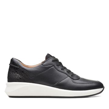 Black Clarks Un Rio Sprint Combi Lea Women's Sneakers | SG_EQ373