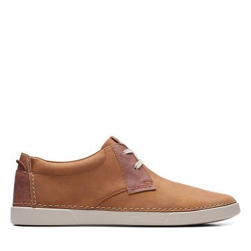 Brown Clarks Gereld Low Leather Men's Sneakers | SG_EQ61