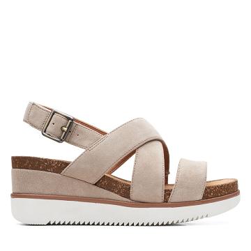 Brown Clarks Lizby Cross Sand Suede Women's Sandals | SG_WC273