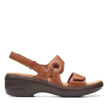 Brown Clarks Merliah Opal Leather Women's Sandals | SG_WC297