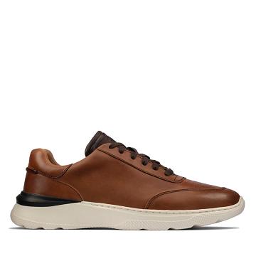 Brown Clarks Sprint Lite Lace Leather Men's Sneakers | SG_HZ99