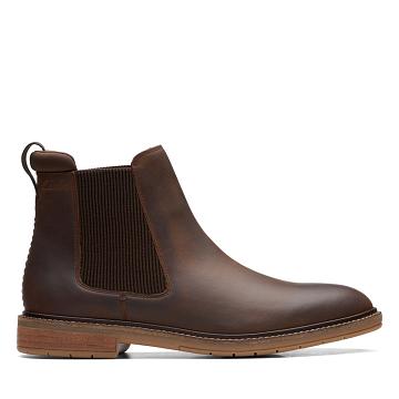 Chocolate Clarks Clarkdale Hall Leather Men's Boots | SG_RV12