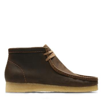 Chocolate Clarks Wallabee Beeswax Men's Boots | SG_HZ135