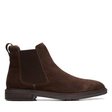 Dark Brown Clarks Clarkdale Hall Suede Men's Boots | SG_AH10