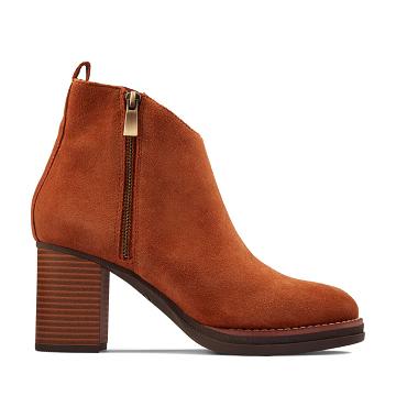 Dark Brown Clarks Mable Zip Suede Women's Boots | SG_JX280