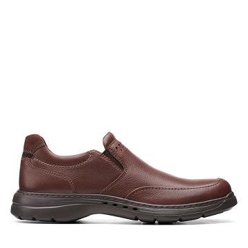 Dark Brown Clarks Un Brawley Step Leather Men's Shoes | SG_FA110