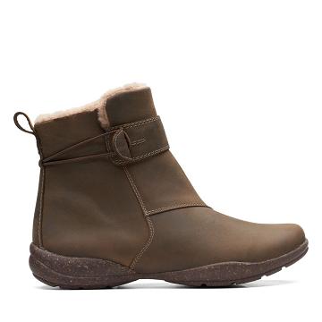 Dark Grey Brown Clarks Roseville Lea Women's Boots | SG_JX340