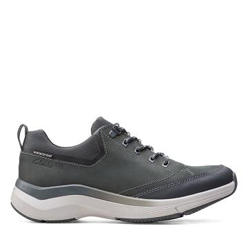 Dark Grey Clarks Wave 2.0 Vibe Nubuck Men's Sneakers | SG_JX124