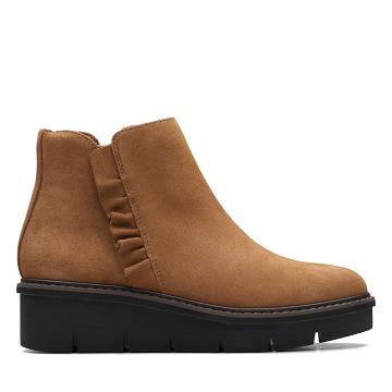 Dark Khaki Clarks Airabell Vibe Suede Women's Boots | SG_BD149