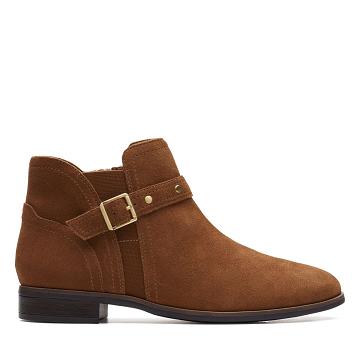 Dark Khaki Clarks Trish Strap Suede Women's Boots | SG_QF368