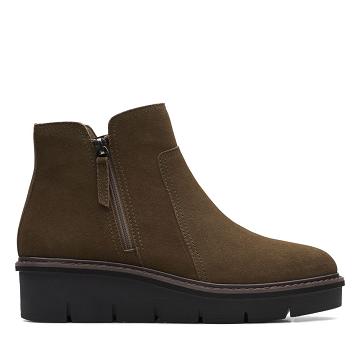 Dark Olive Clarks Airabell Zip Sde Women's Boots | SG_QF152