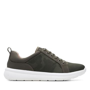 Dark Olive Clarks Ezera Lace Txt Women's Sneakers | SG_EQ229