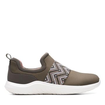 Dark Olive Clarks Nova Way Combi Women's Sneakers | SG_KB311