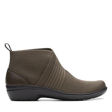 Dark Olive Clarks Sashlyn Mid Combi Women's Boots | SG_HZ351