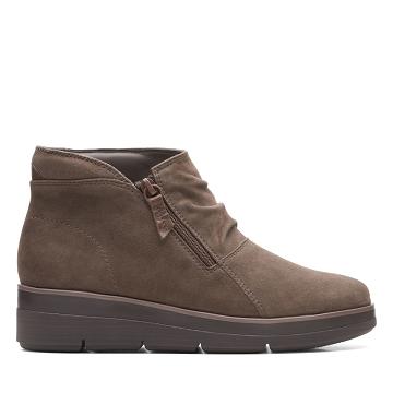 Grey Brown Clarks Shaylin Up Suede Women's Boots | SG_NE354