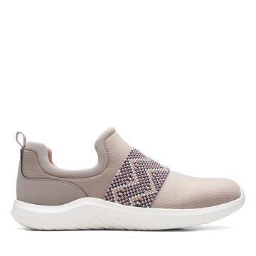 Grey Clarks Nova Way Stone Combi Women's Sneakers | SG_HZ315