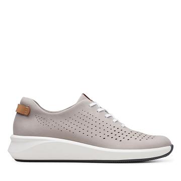 Grey Clarks Un Rio Tie Stone nubuck Women's Sneakers | SG_AH382