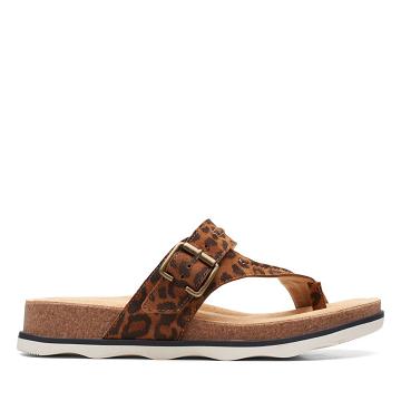 Leopard Clarks Brynn Madi Print Women's Sandals | SG_AH178