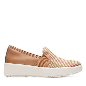 Light Brown Clarks Layton Petal Combi Women's Sneakers | SG_FA266