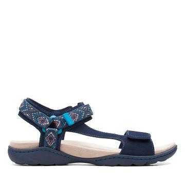 Navy Clarks Amanda Step Suede Women's Sandals | SG_FA158