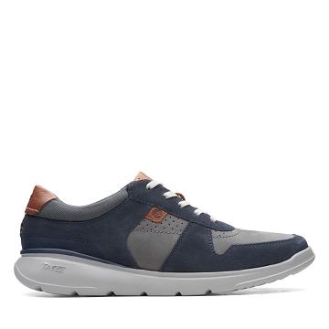 Navy Clarks Gaskill Vibe Combi Men's Sneakers | SG_KB59