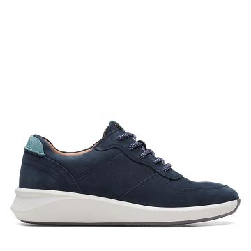 Navy Clarks Un Rio Sprint Nubuck Women's Sneakers | SG_FA374