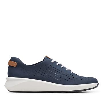 Navy Clarks Un Rio Tie Nubuck Women's Sneakers | SG_WC381