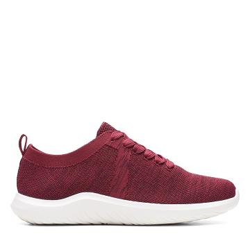 Red Clarks Nova Glint Knit Women's Sneakers | SG_WC309