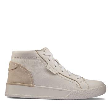 White Clarks Craft Cup Hi Leather Women's Sneakers | SG_EQ205